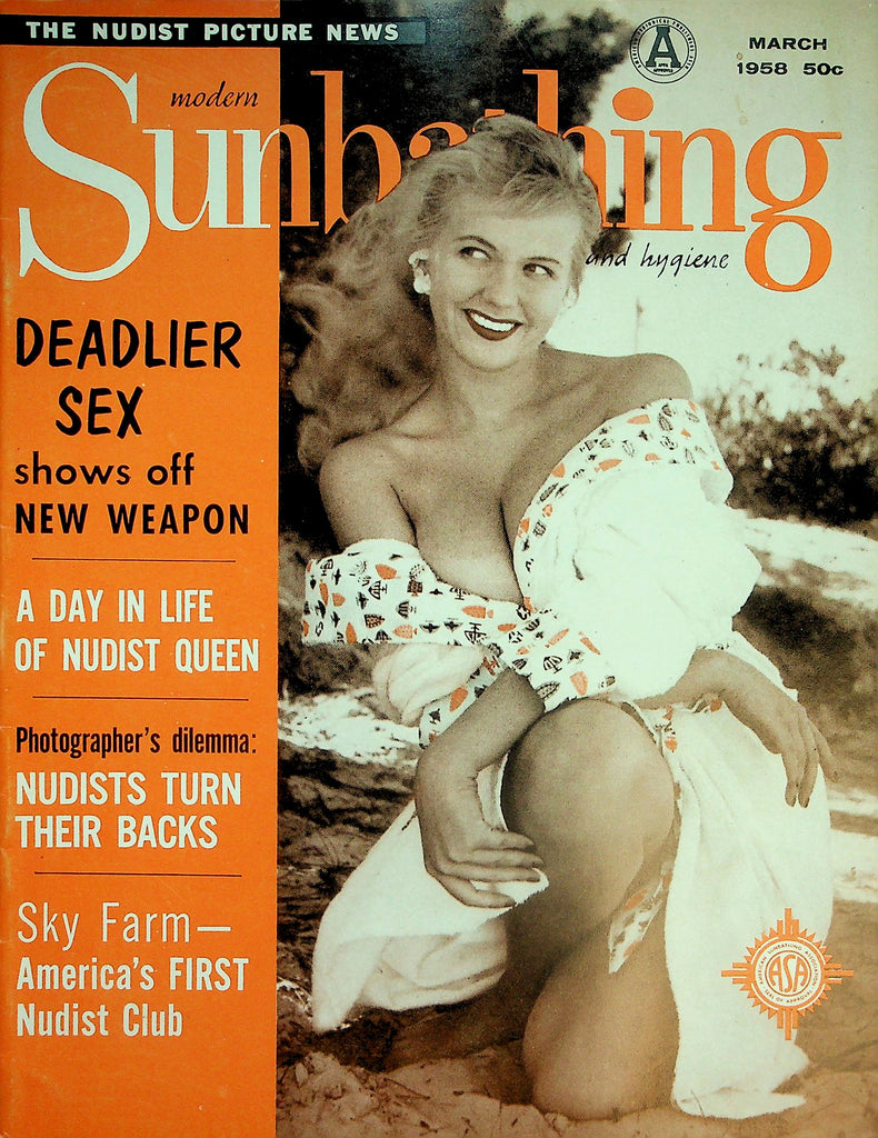Modern Sunbathing and Hygiene Nudist Magazine  Sky Farm - America's First Nudist Club   March 1958       051926lmp
