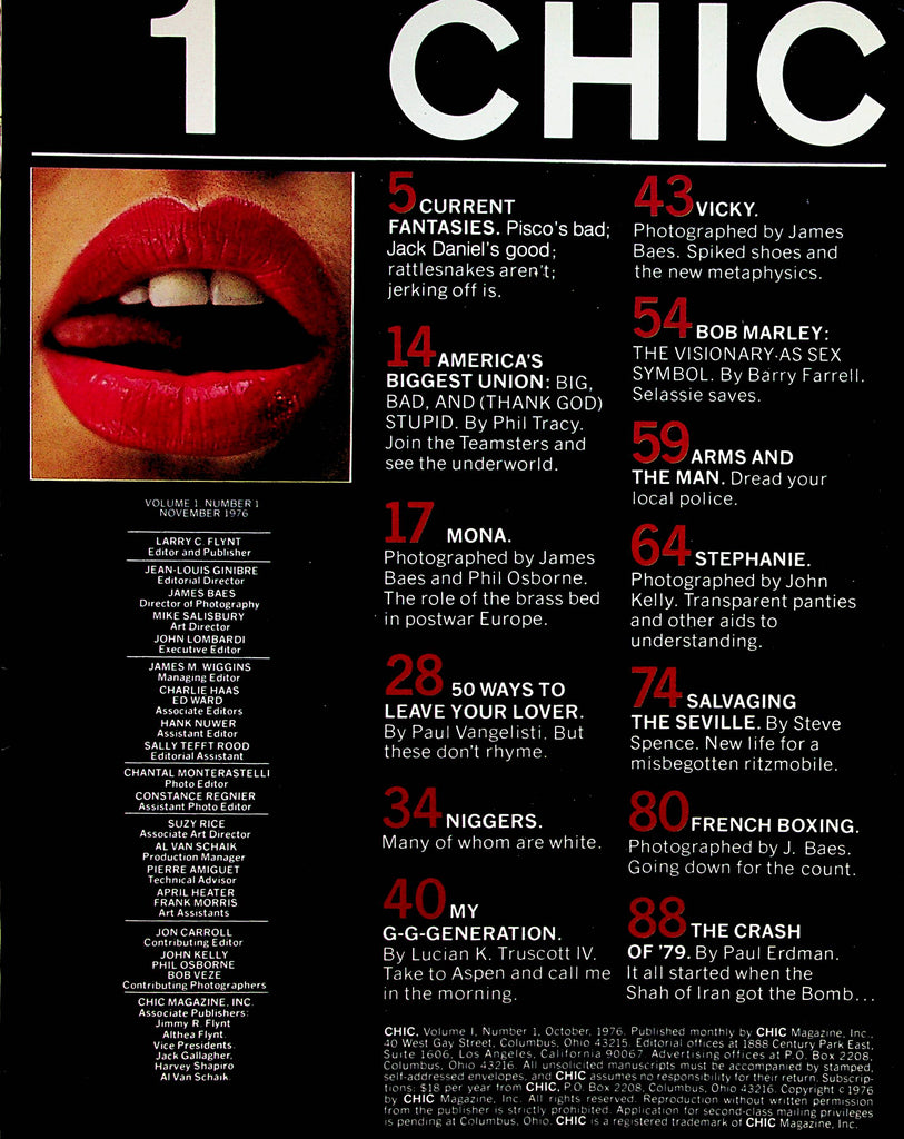 Chic Magazine  Mona / Bob Marley   Premiere Issue #1  1976      071923lm-p