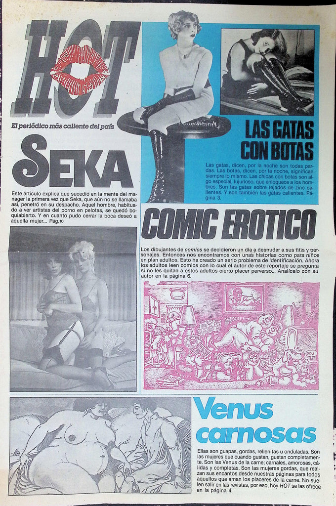 Hot Lips Newspaper Spanish International Newspaper Seka on Cover 1970s   092626LLP2