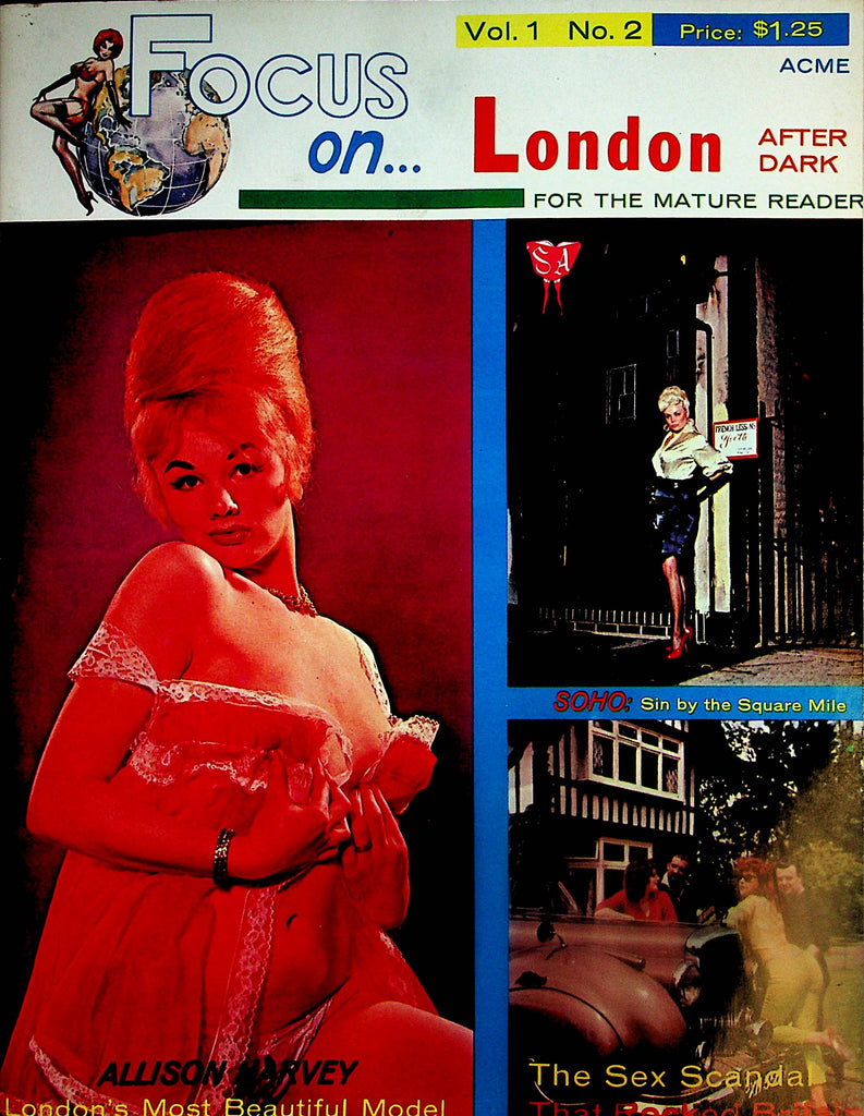 Focus On... London Magazine  Allison Harvey London's Most Beautiful / The Sex Scandal That Rocked Britain  vol.1 #2  1963  081524lm-p