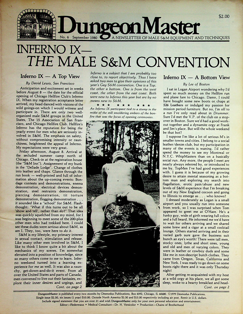 Dungeon Master A Newsletter Of Male S&M Equipment and Techniques  #6  September 1980     073023lm-p