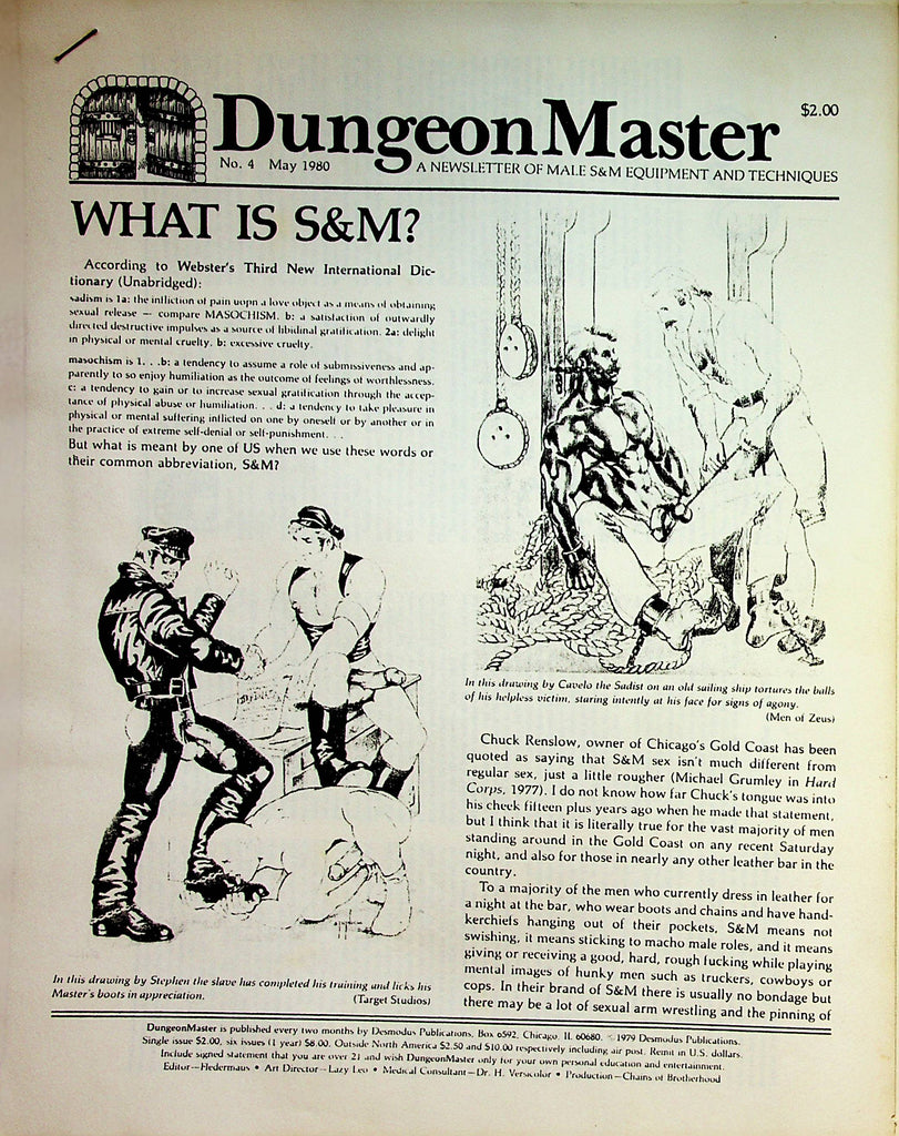 Dungeon Master A Newsletter Of Male S&M Equipment and Techniques  #4 May 1980    073023lm-p