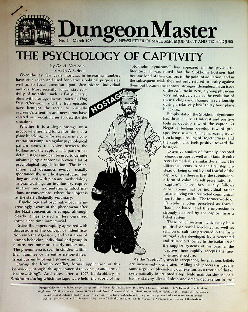 Dungeon Master A Newsletter Of Male S&M Equipment and Techniques  #3 March 1980    073023lm-p