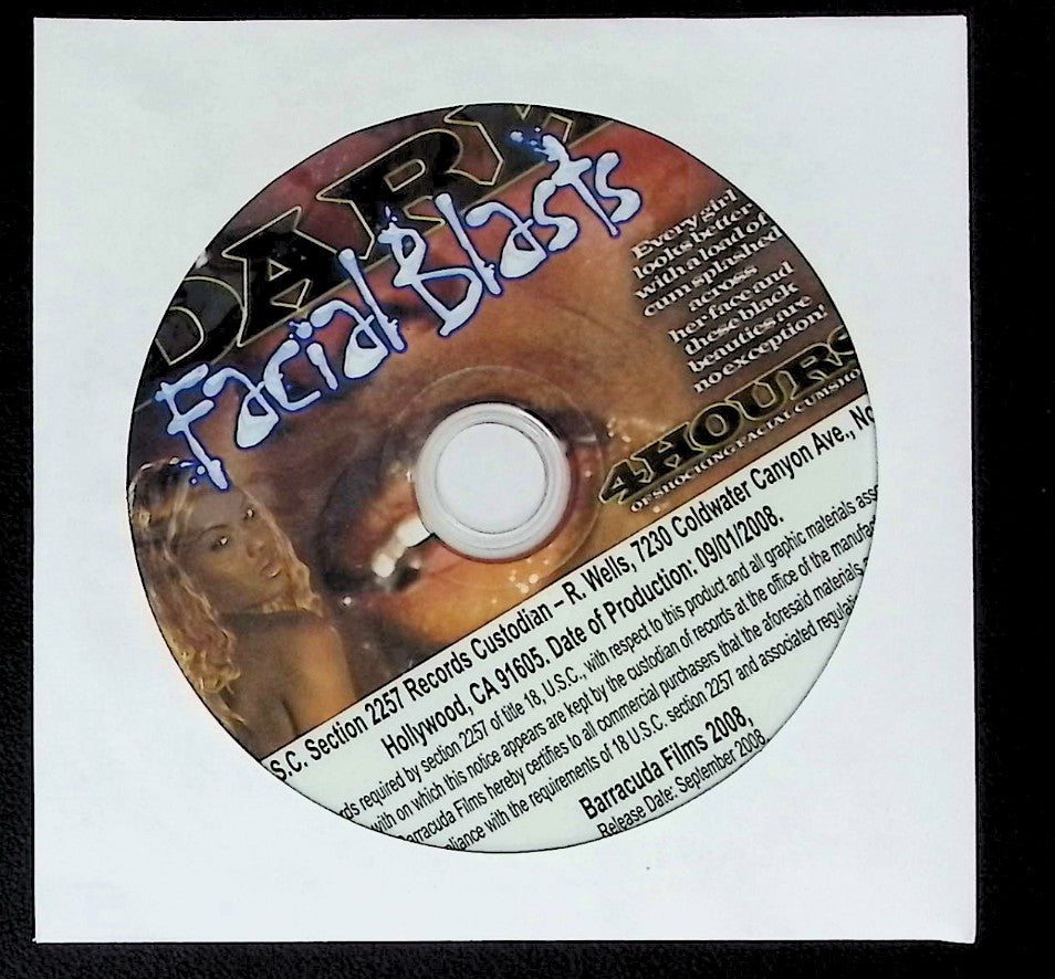 Dark Facial Blasts  - No Case or Cover Art -  4 Hour Adult DVD Barracuda Films 081425ADVD-B