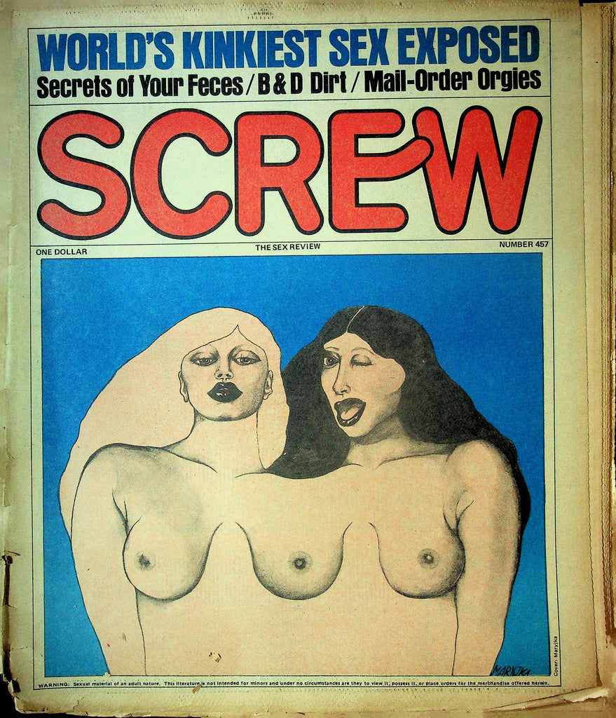 Screw Men's Newspaper World's Kinkiest Sex Exposed No.457 December 5 1977 061224OSRP