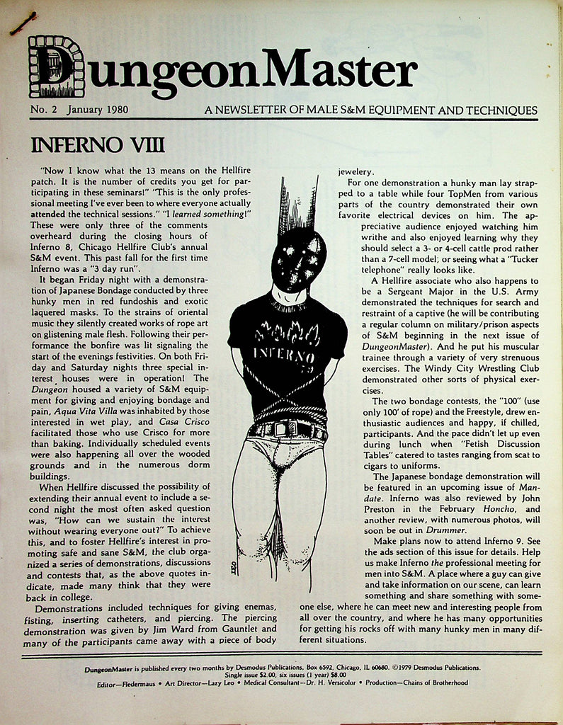 Dungeon Master A Newsletter Of Male S&M Equipment and Techniques  #2 January 1980    073023lm-p
