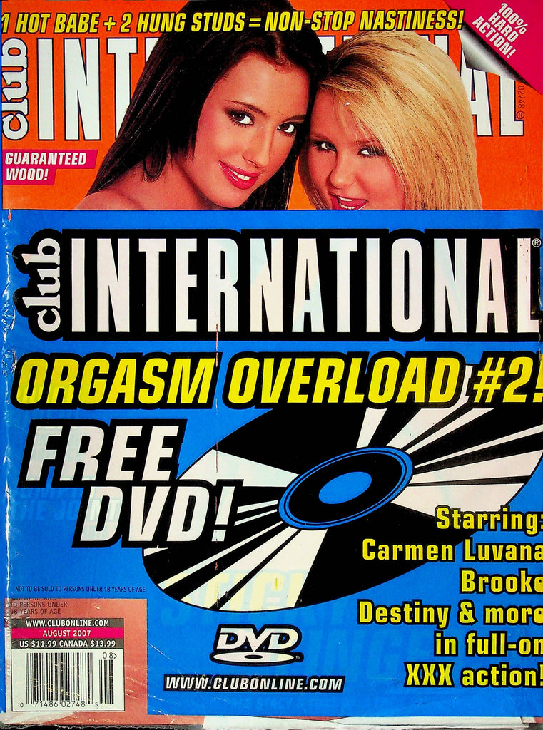 Club International Men's Magazine Carmen Luvana & Brooke August 2007 SEALED W/DVD 062524RP