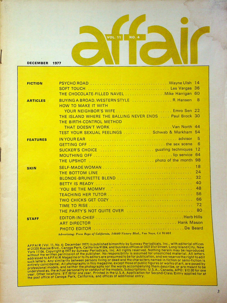 Affair Magazine The Party's Not Quite Over December 1977 good reading copy 051723RP
