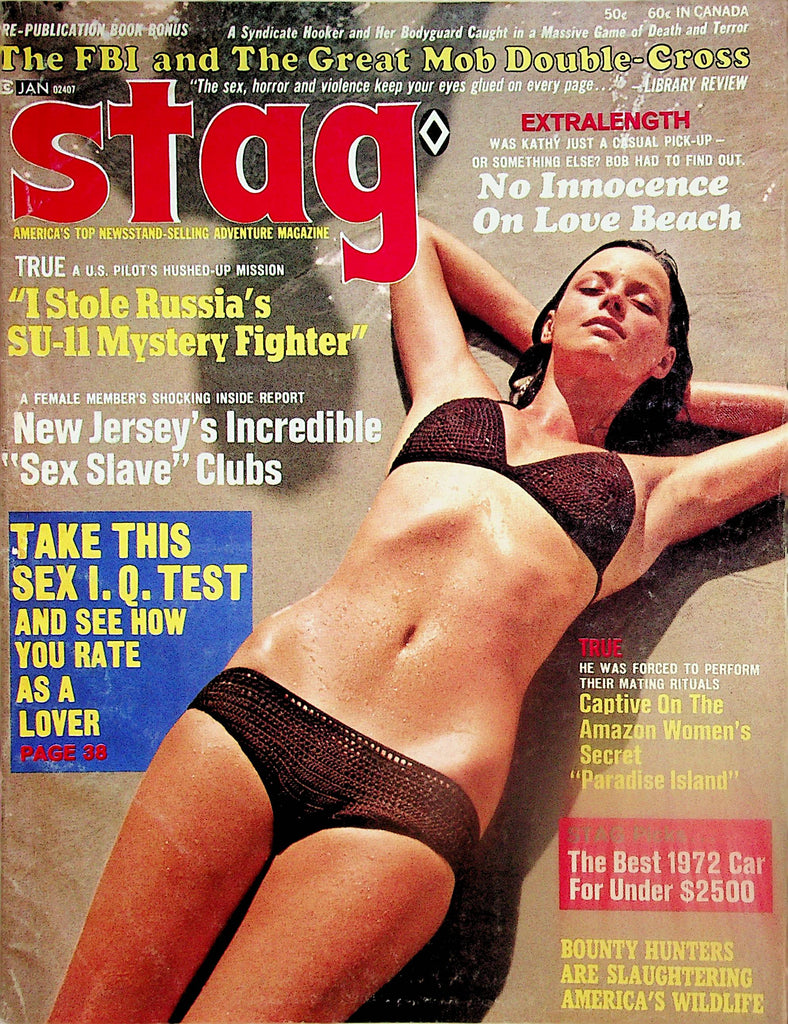 Stag Vintage Magazine  No Innocence On Love Beach / Sex I.Q. Test How You Rate As A Lover   January 1972   063024lm-p
