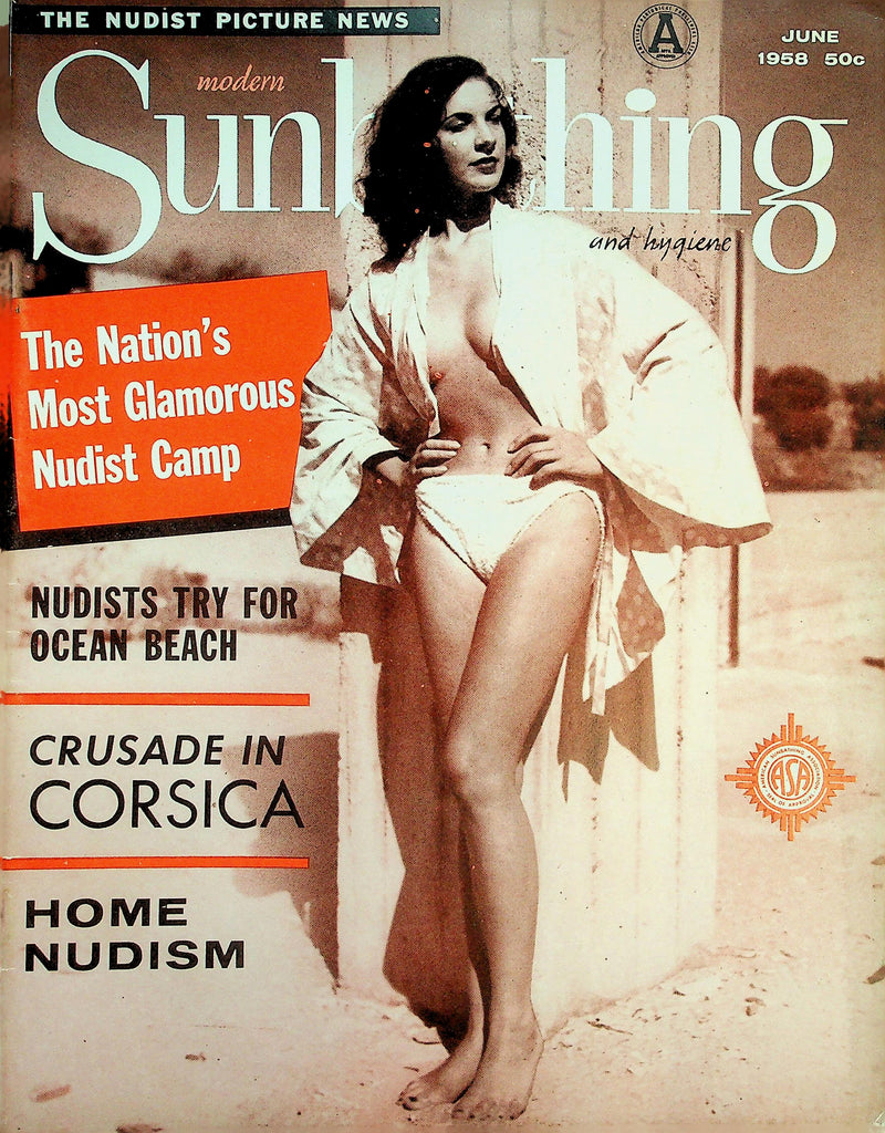 Modern Sunbathing and Hygiene Magazine Nudists Try For Ocean Beach / Home Nudism  June 1958  072526lmp-GSC