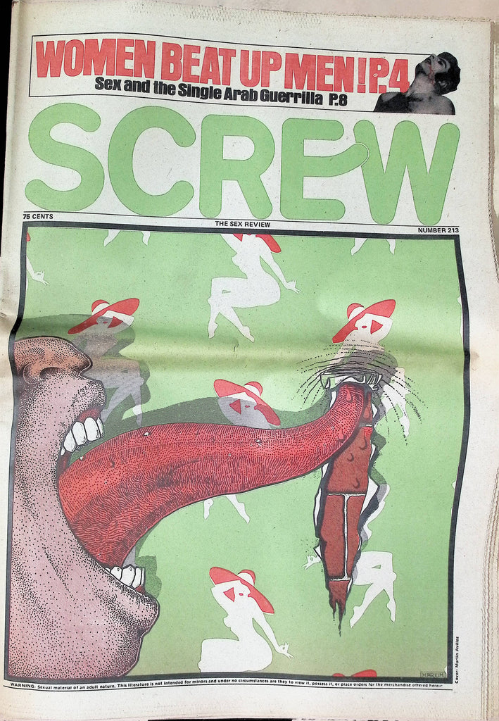 Screw Newspaper #213 1973 Single Arab Guerrilla Sex Review Martin Avillez Fetish Men's Adult Newspaper -081524AMP2