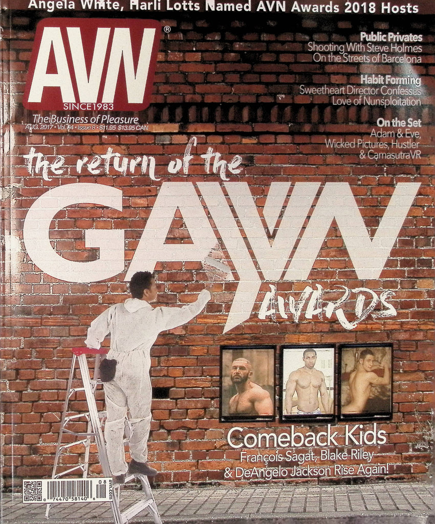 AVN Adult Video News Magazine August 2017 Return of GAYVN Awards Steve Holmes Francois Sagat Blake Riley Gay Interest 102025AMP
