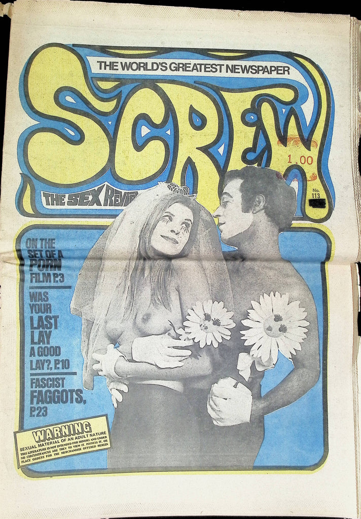 Screw Newspaper #113 1971 Goldstein Sex Film Fetish Men's Adult Newspaper -081524AMP2