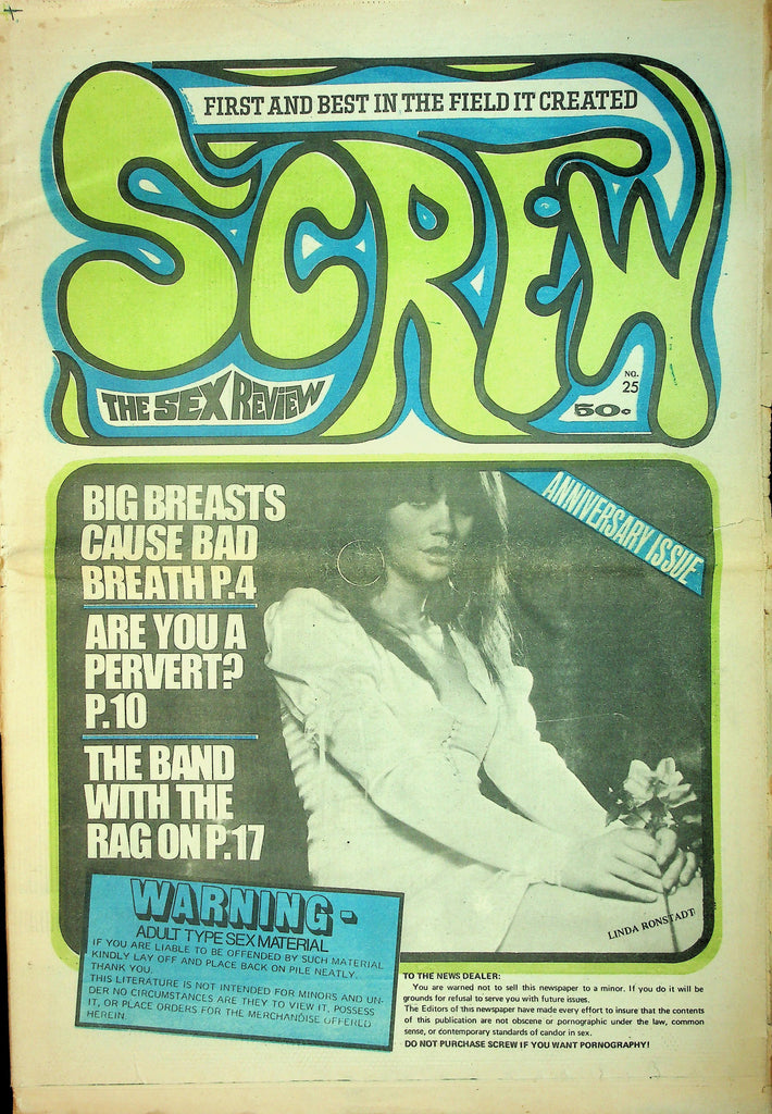 Screw Adult Newspaper  Big Breasts Cause Bad Breath / Are You A Pervert?  #25  August 25, 1969    090726lmp-GSC