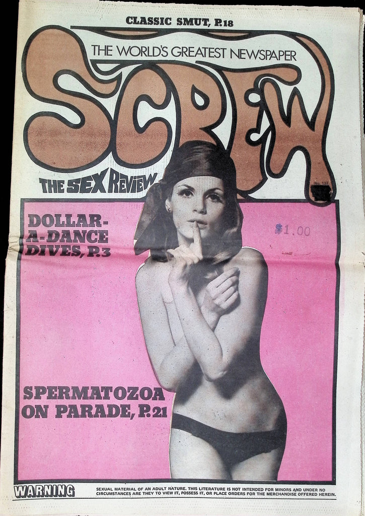 Screw Newspaper #137 1971 Al Goldstein Spermatozoa Fetish Men's Adult Newspaper -081524AMP2