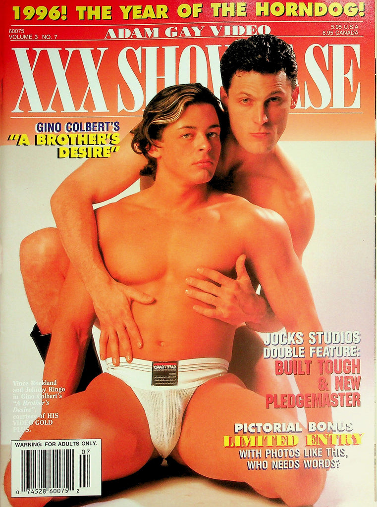 Adam Gay Video XXX Showcase Magazine  Cover Guys Vince Rockland and Johnny Ringo  vol.3 #7  January 1996   041426lmp