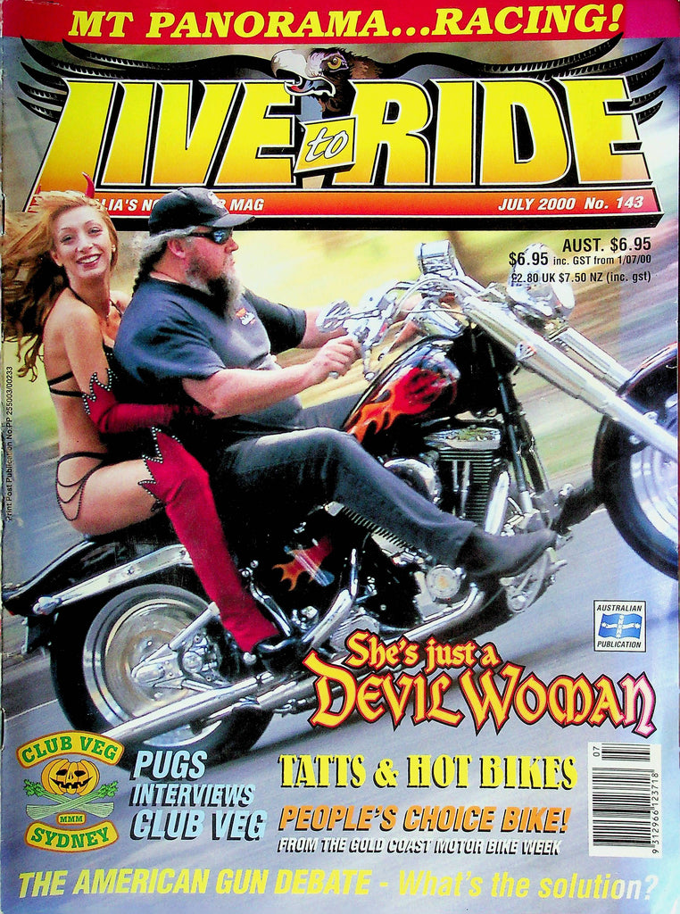 Live To Ride Men's Motorcycle Magazine Pugs Interviews Club Veg July 2000 No.143 081424RP