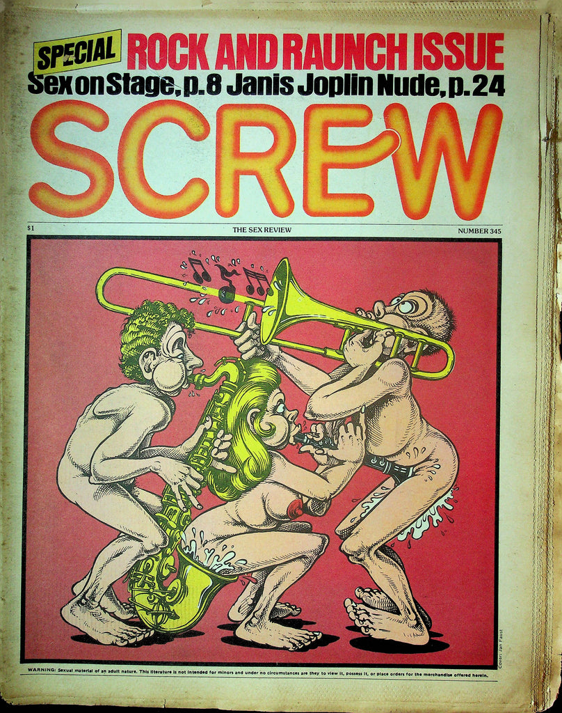 Screw Men's Newspaper Rock And Raunch Issue No.345 October 13 1975 061224OSRP