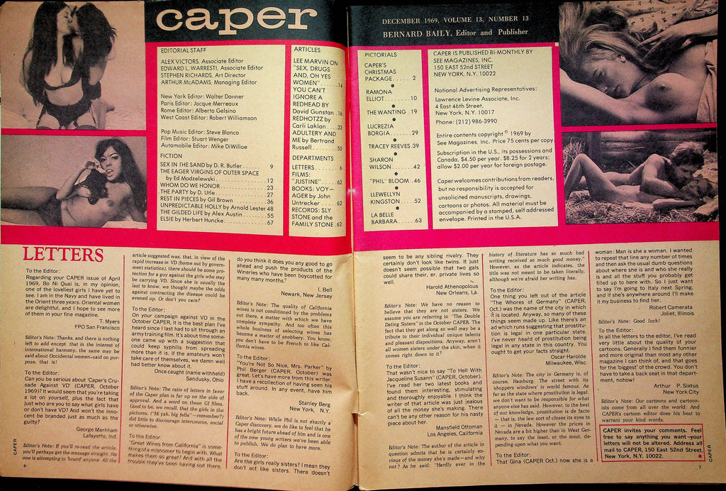 Caper Magazine Lucrezia Borgia & La Belle Barbara December 1969 good reading copy 051723RP