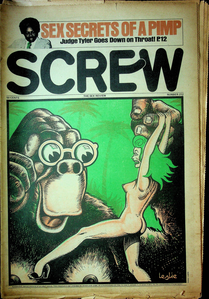 Screw Men's Newspaper King Kong Cover & Judge Tyler Goes Down On Throat No.212 March 26 1973 061224OSRP