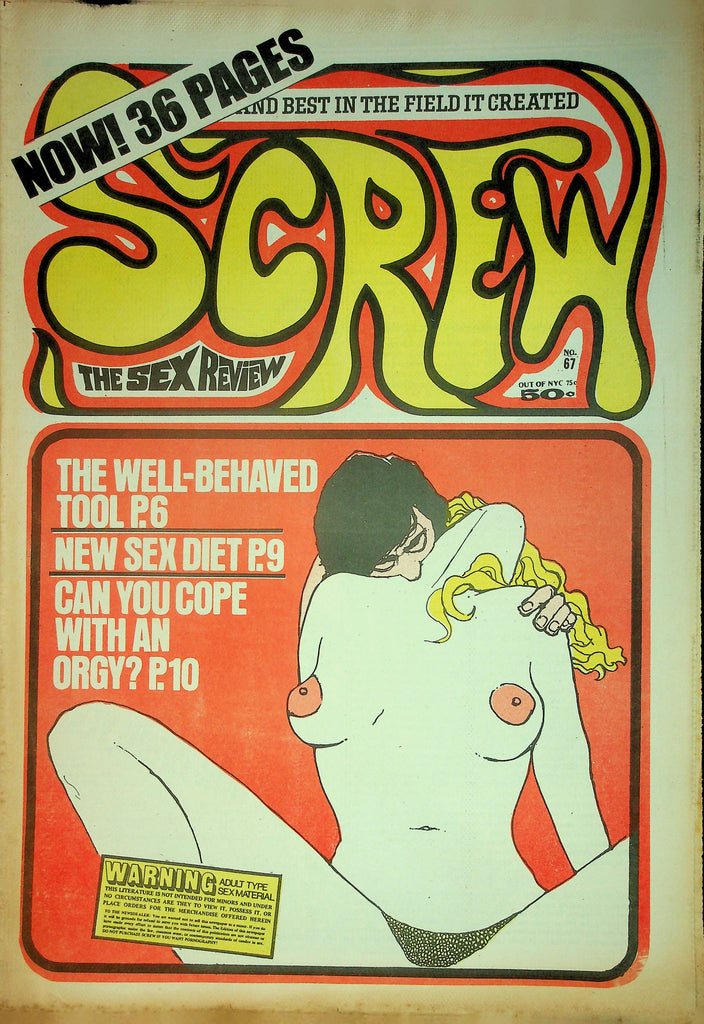 Screw Adult Newspaper  New Sex Diet / Can You Cope With An Orgy  #67 June 15, 1970   090526lmp-GSC
