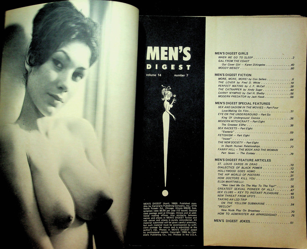 Men's Digest Magazine Fetishism & Fanny Hill April 1969 good reading copy 051723RP
