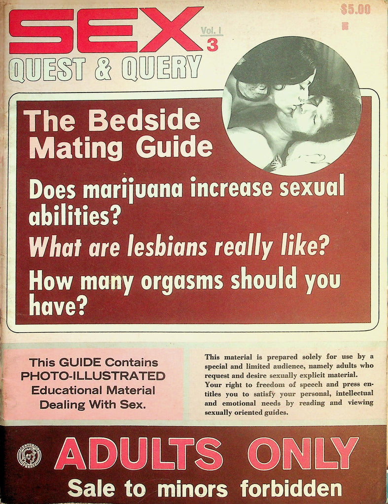Sex Quest & Query Magazine  Aphrodisiacs, Anal Sex, Orgasm & More!  vol.1 #3  1971    061326lmp-GSC