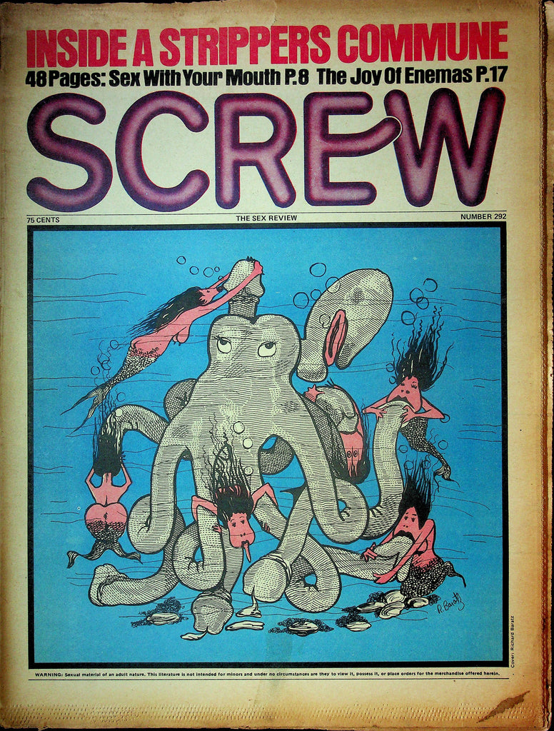 Screw Men's Newspaper The Joy Of Enemas No.292 October 7 1974 061124OSRP