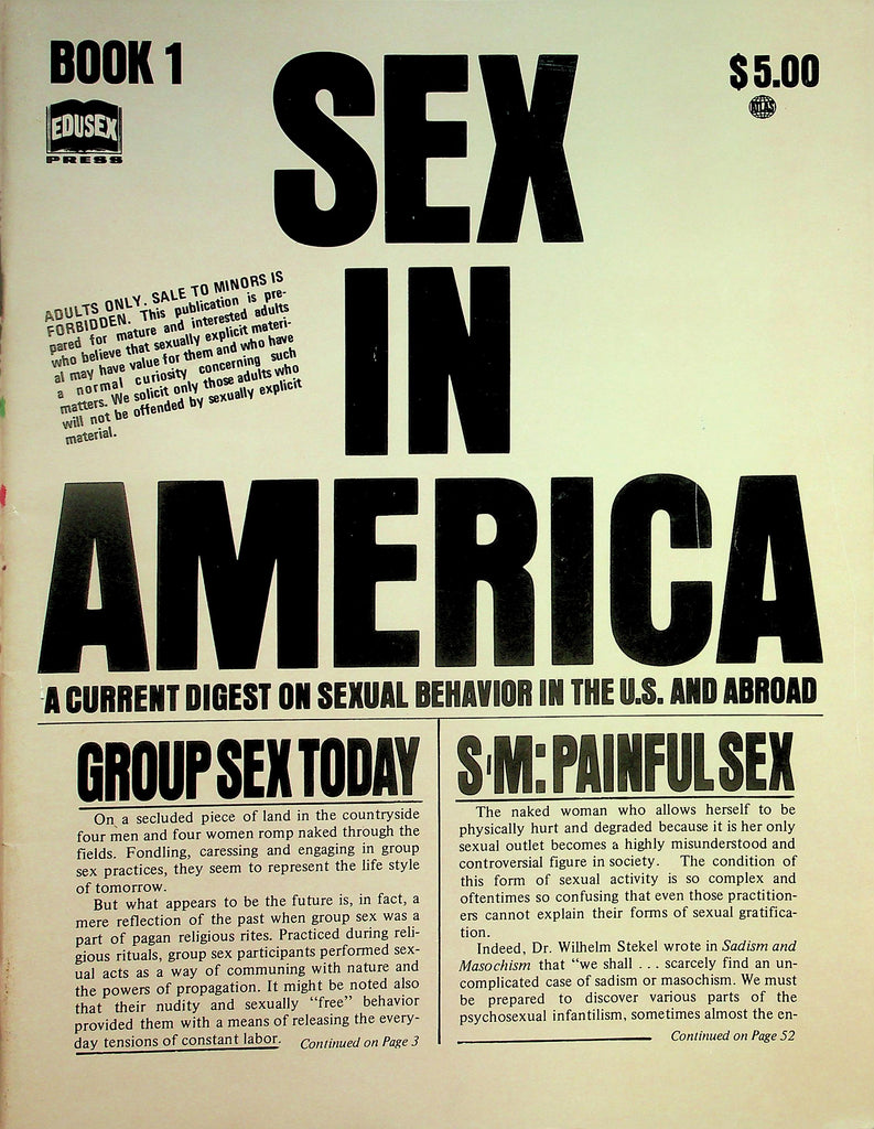 Sex In America Magazine  Sexual Behavior In The U.S. And Abroad  Book 1  1972   092626lmp-GSC