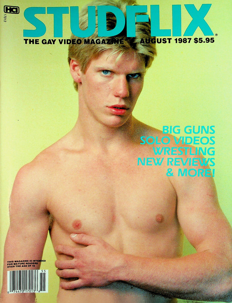 Studflix Gay Magazine  Centerfold Guy Johnny Davenport  / Big Guns, Wrestling & More!  August 1987    030326lmp (Copy)