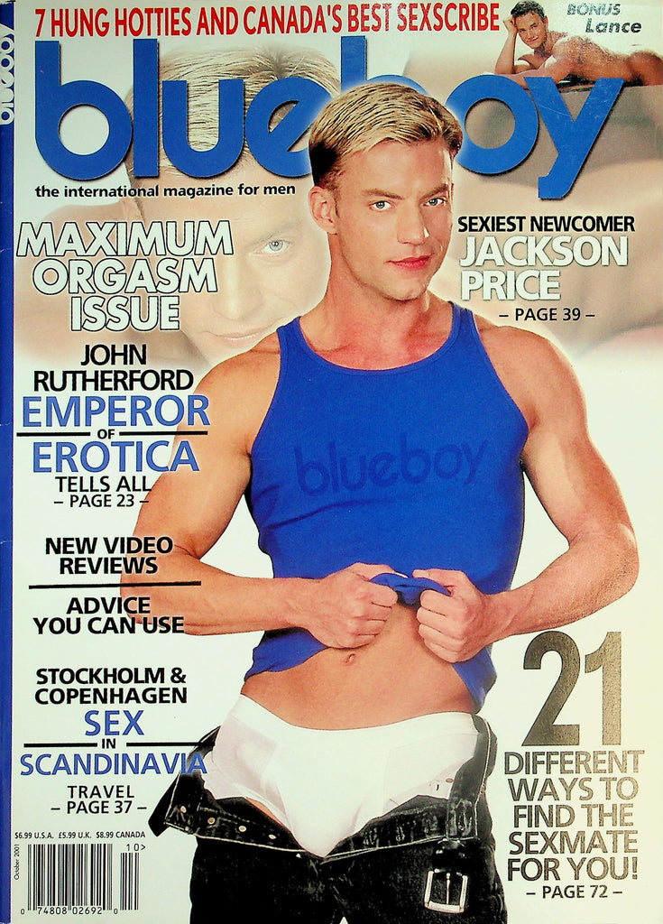 Blueboy Gay Magazine  18+ Maximum Orgasm Issue / Cover Guy Jackson Price  October 2001   031226lmp