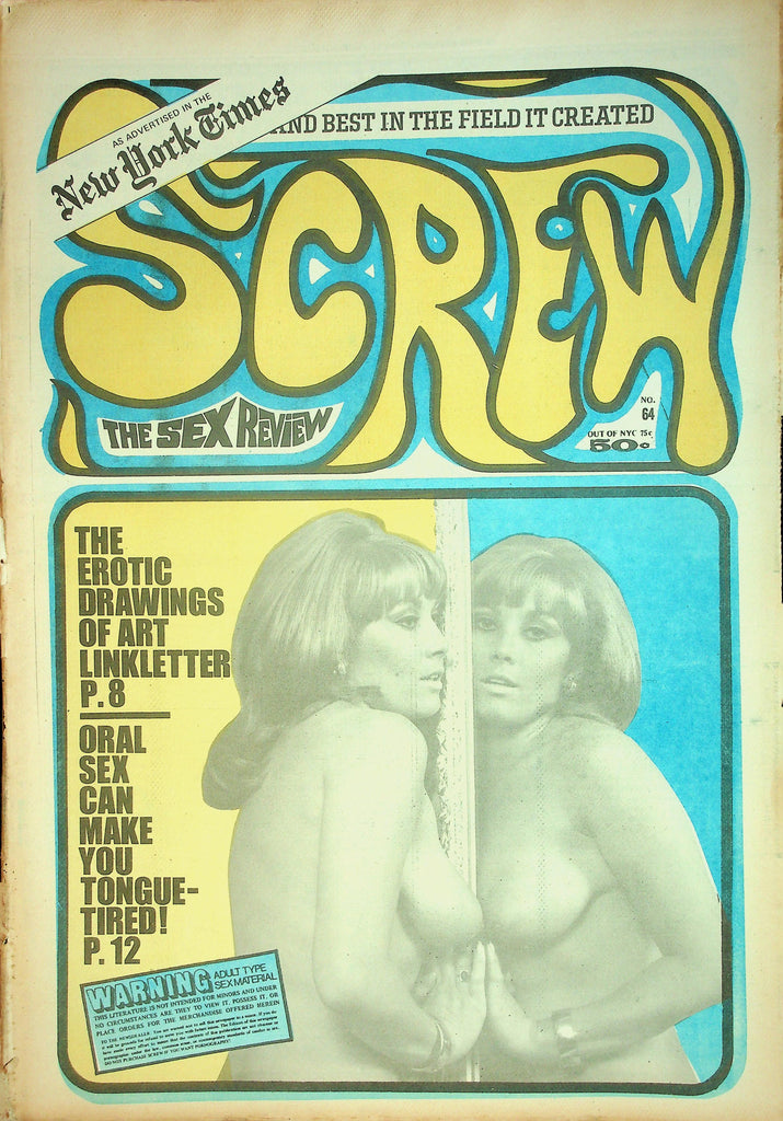 Screw Adult Newspaper  Art Linkletter's Erotic Drawings / Oral Sex Tongue-Tired   #64    May 25, 1970   090526lmp-GSC