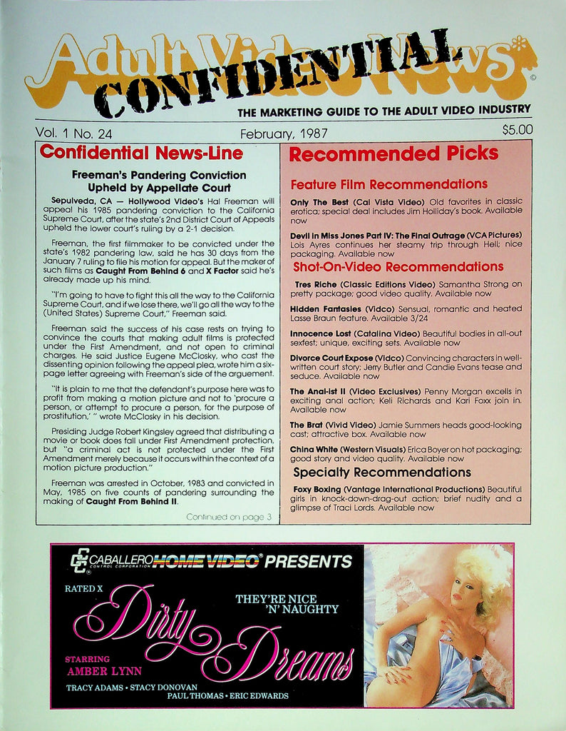 Confidential Adult Video News Magazine Devil In Miss Jones Part IV February 1987 070125RP-