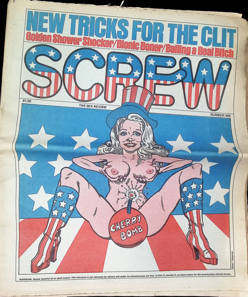 Screw Newspaper #488 July 10 1978 Cherry Bomb Political Issue Yossarian Fetish Men's Adult Newspaper -081524AMP2