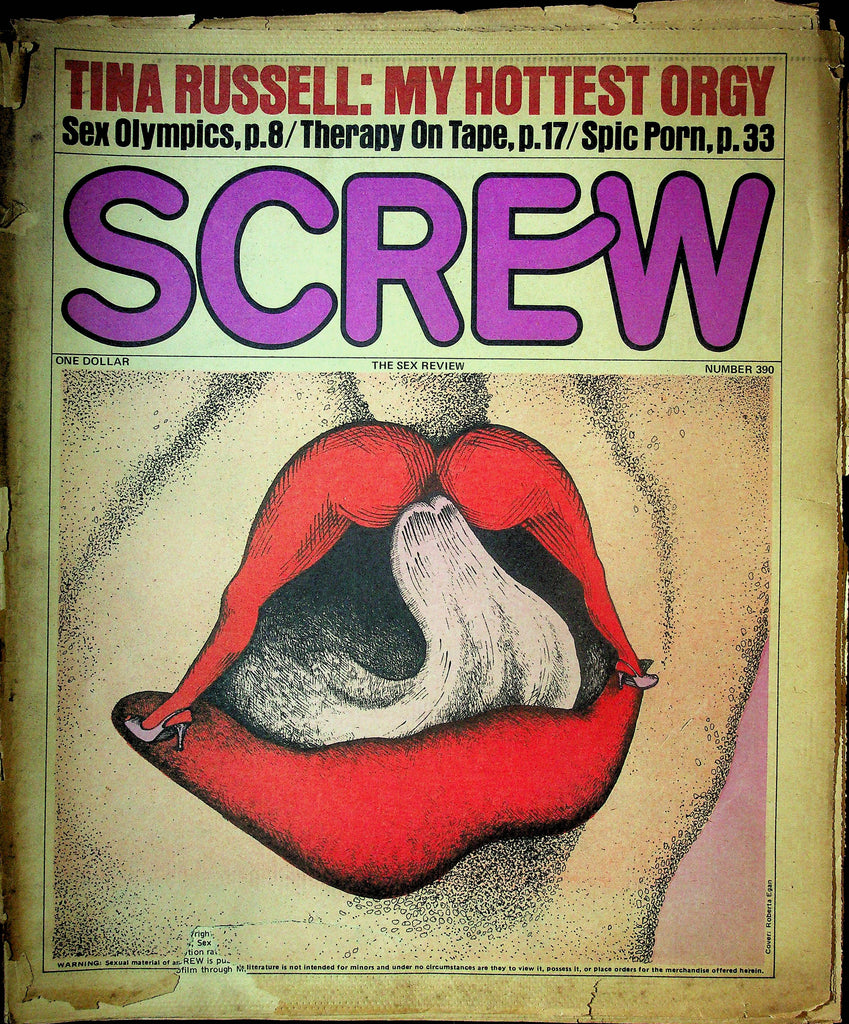 Screw Men's Newspaper Tina Russell & Sex Olympics No.390 August 23 1976 good reading copy 061224OSRP