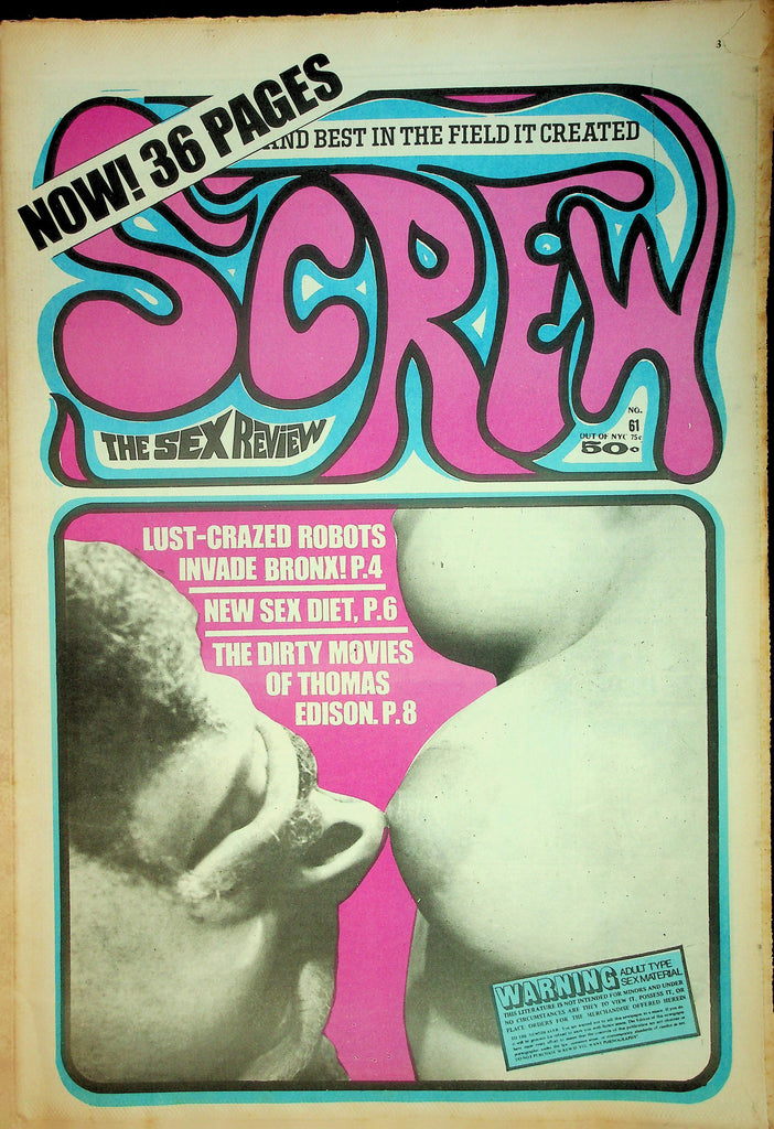 Screw Adult Newspaper  New Sex Diet / Dirty Movies Of Thomas Edison  #61   May 4, 1970   090526lmp-GSC