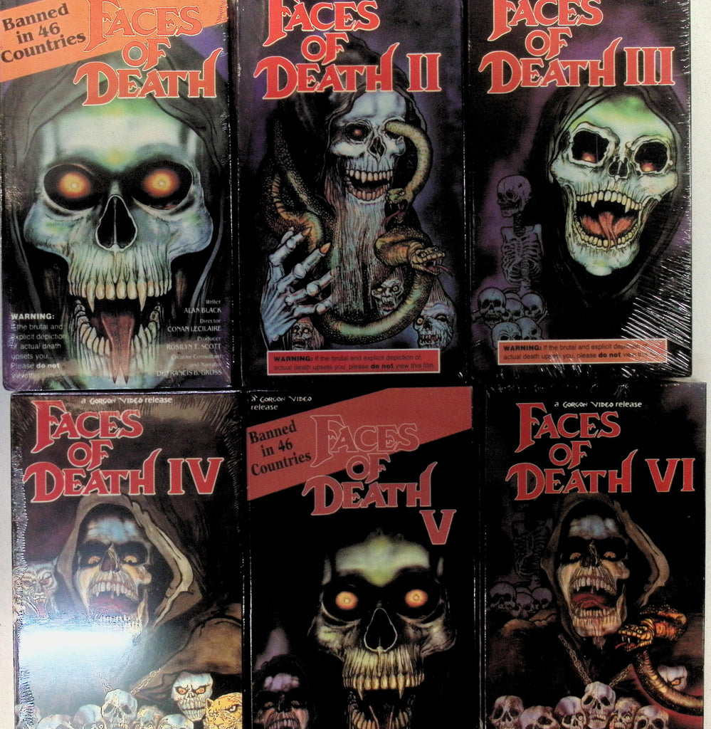 Faces of Death FULL SET 1-6 VHS's GV111-117 1990s Alan Black Gordon Video COLOR 071626AMVHS