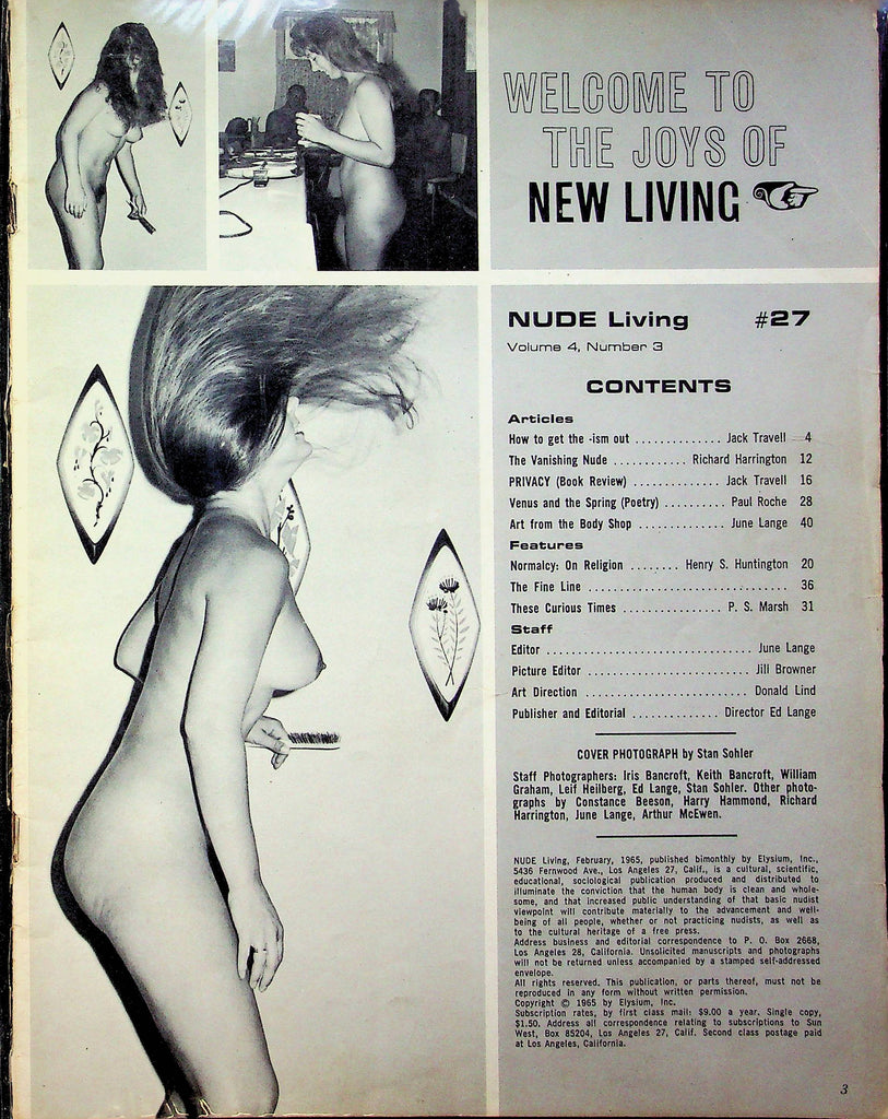 Nude Living Magazine Venus And The Spring #27 February 1965 good reading copy 072423RP