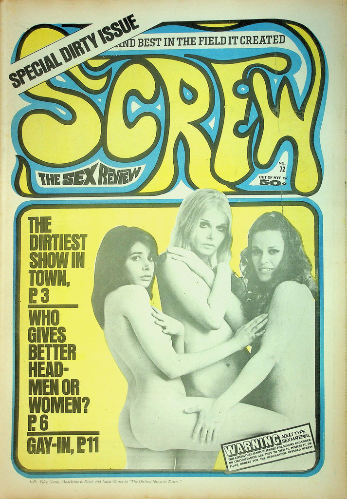 Screw Adult Newspaper  Special Dirty Issue!  The Dirtiest Show In Town  #72  July 20, 1970   090526lmp-GSC