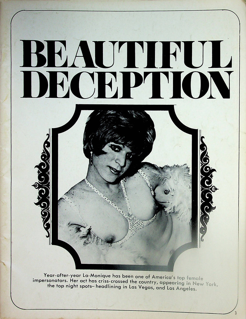 Beautiful Deception Magazine   Cover: La-Monique America's Top Female Impersonator  #1 1970's      052424lm-p