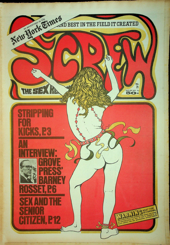 Screw Adult Newspaper  Stripping For Kicks / Sex & The Senior Citizen #71 July 13, 1970    090526lmp-GSC
