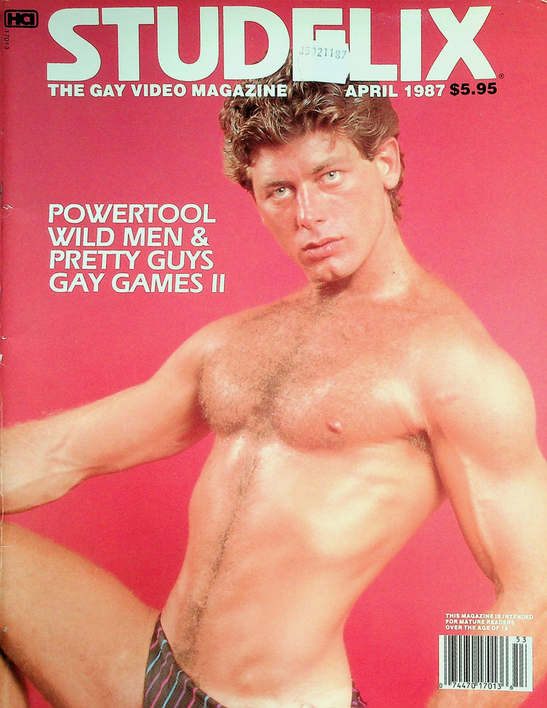 Studflix Gay Magazine  Jeff Stryker In Powertool & Bigger Than Life / Cover Guy Chad Johnson  April 1987     041726lmp