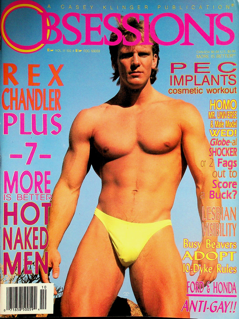Obsessions Gay Magazine  Cover Hunk Rex Chandler  vol.3 #4 September 1990  042026lmp
