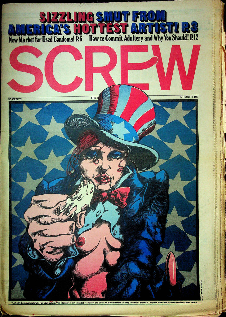 Screw Men's Newspaper We Want You Army Cover No.196 December 4 1972 061124OSRP