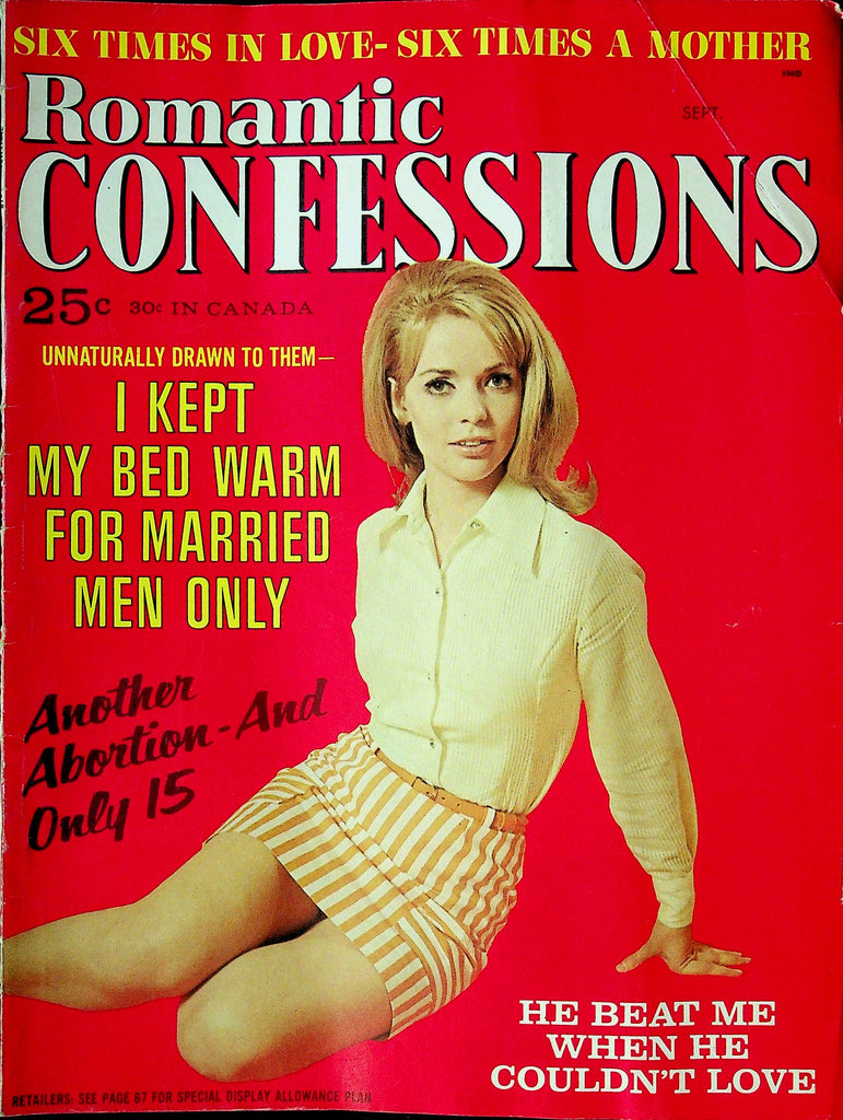 Romantic Confessions Men's Magazine I Kept My Bed Warm September 1968 081424RP