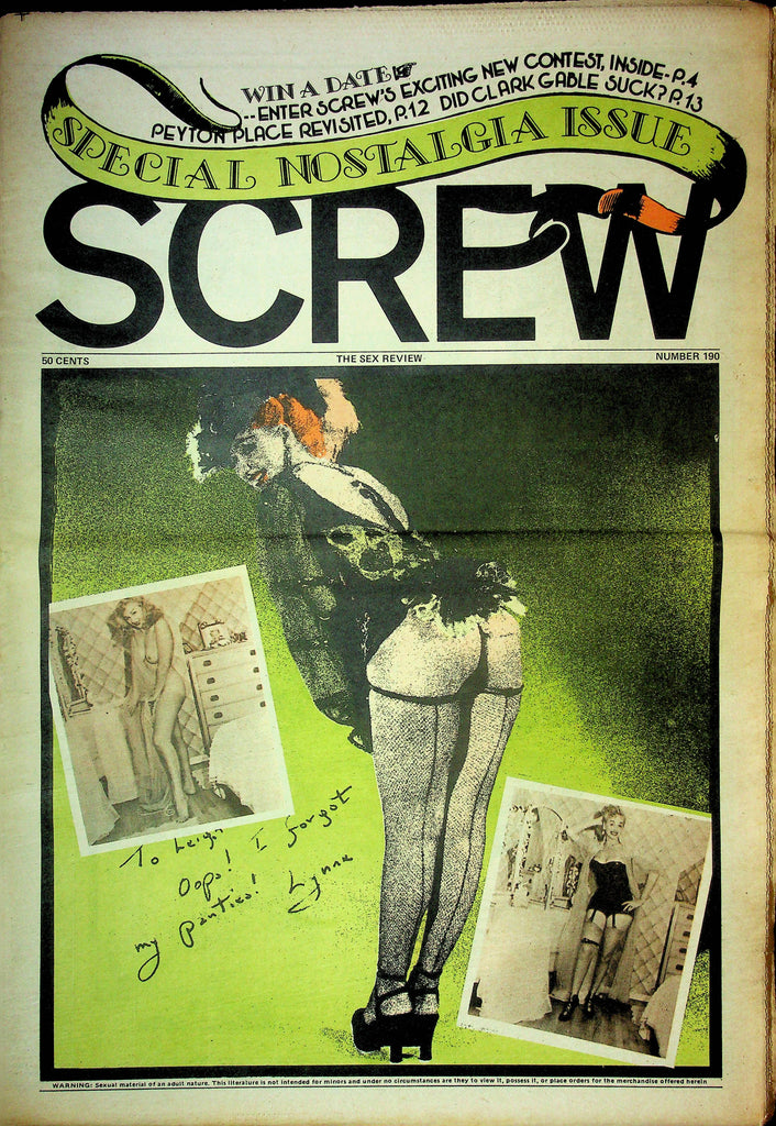 Screw Men's Newspaper Special Nostalgia Issue Ft. Peyton Place No.190 October 23 1972 061124OSRP