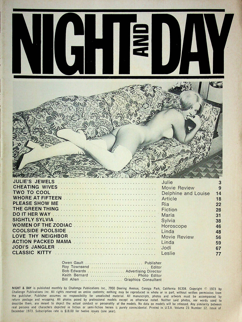Night And Day Men's Magazine Julie's Jewels 1973 081424RP