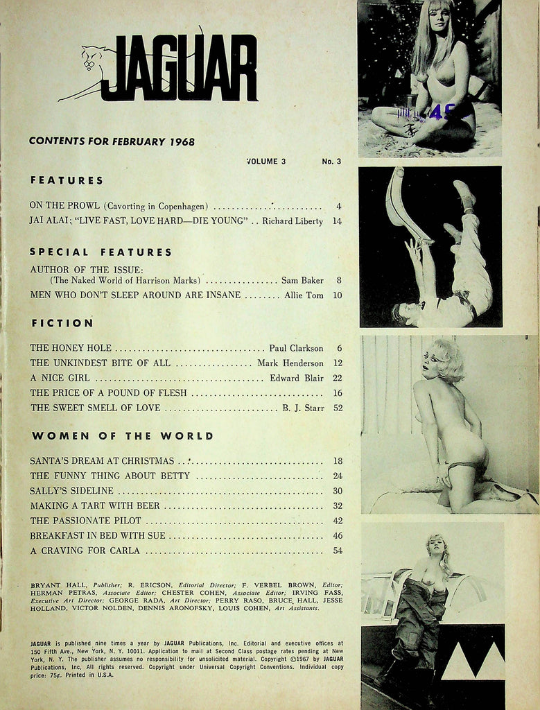 Jaguar Men's Magazine Jai Alai February 1968 081424RP