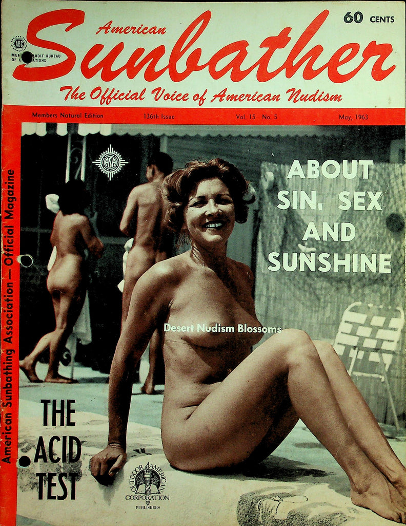 American Sunbather Official Voice Of Nudism Magazine  About Sin, Sex And Sunshine  May 1963     040626lmp