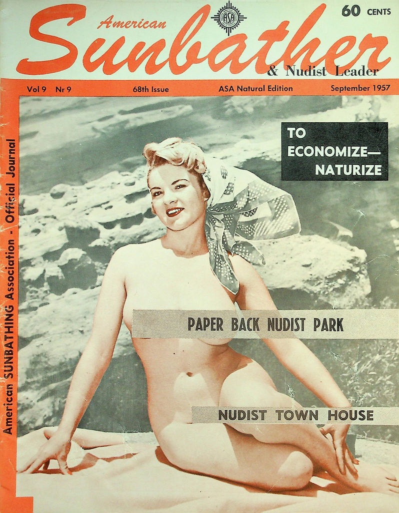 American Sunbather & Nudist Leader Magazine  Paper Back Nudist Park  September 1957     040626lmp